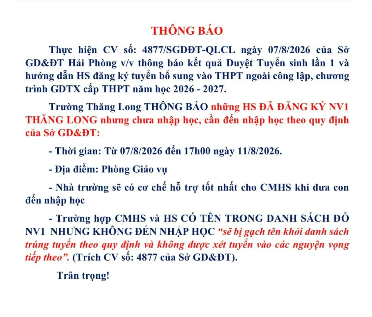 THÔNG BÁO KHẨN 1 1 2